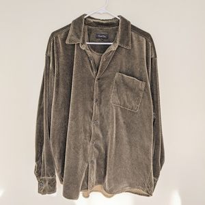 Men's True Grit Green Velvet Dobby Shirt L